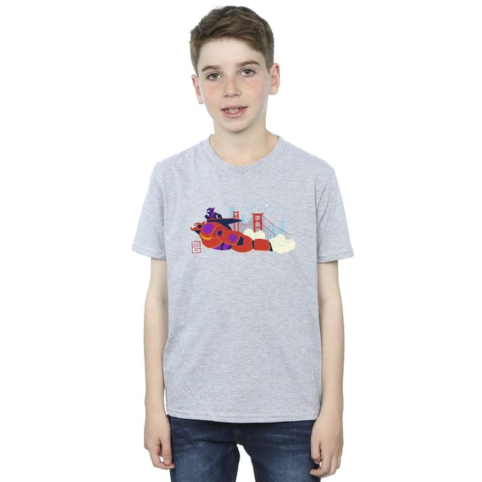 Disney Jongens Big Hero 6 Baymax Hiro Brug T-Shirt (Sportgrijs)