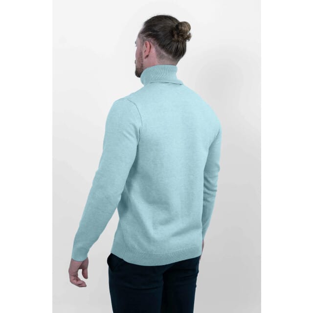 Vercate - Luxe Coltrui - Lichtblauw / Blauw - Regular Fit - Knit / Knitted Heren Pullover / Sweater / Trui - Maat M
