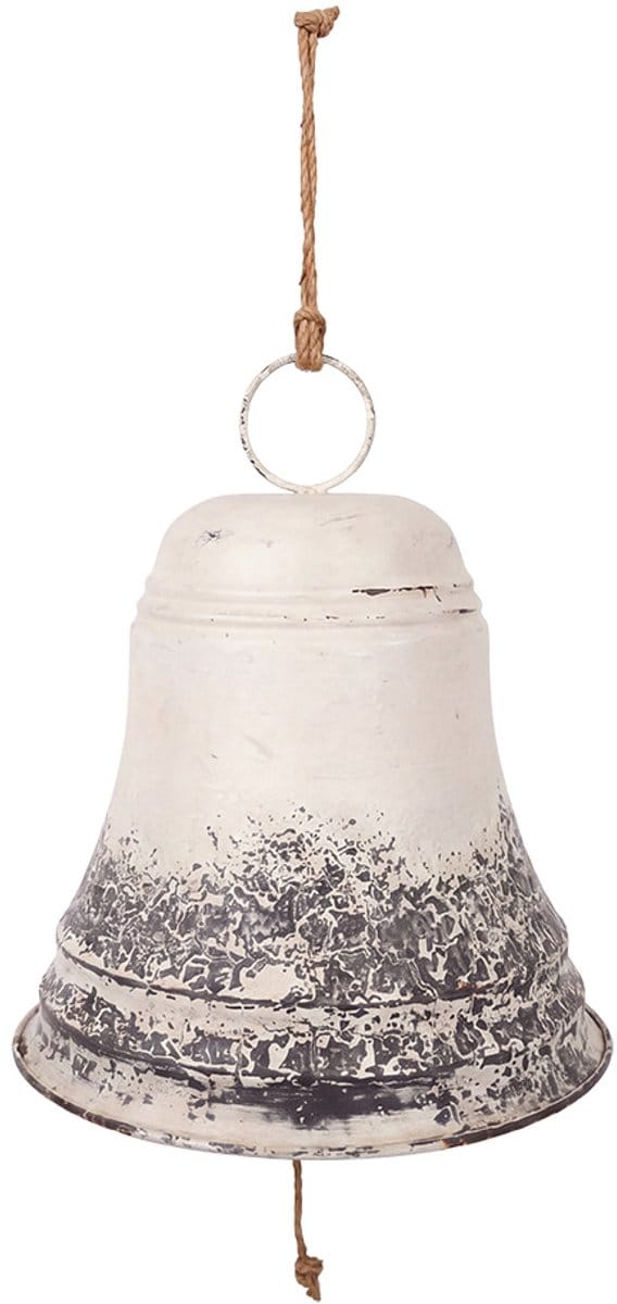Clayre & Eef Kerstdecoratie Beeld Bel Wit Metaal