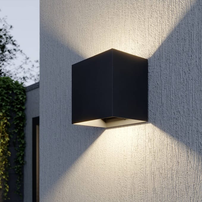 Lucande LED buiten wandlamp Evie, 14 cm, antraciet, up/down