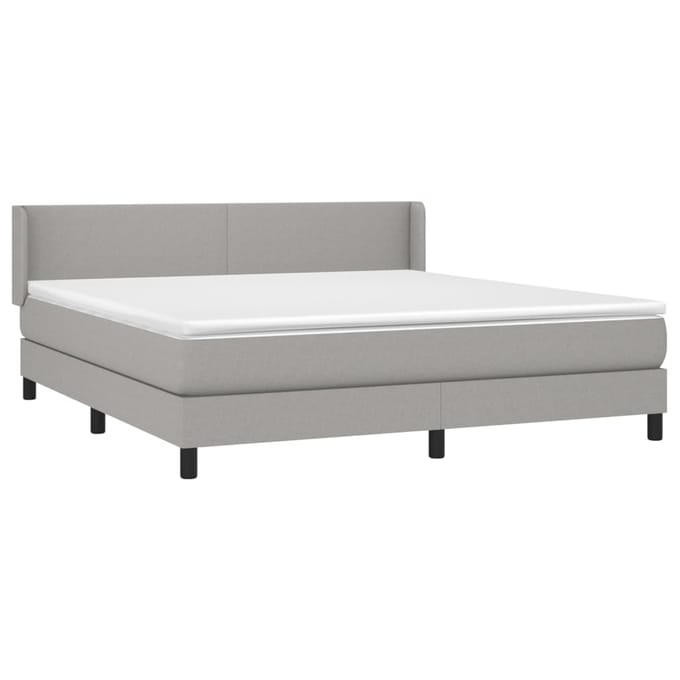vidaXL - Boxspring - met - matras - stof - lichtgrijs - 180x200 - cm
