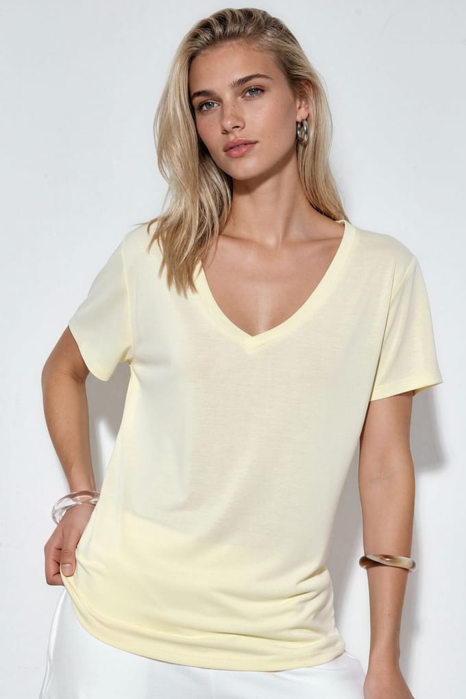 V-hals Korte Mouw Modal Blouse