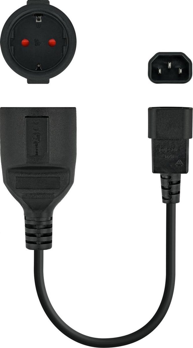 C14 naar Schuko Voedingskabel NANOCABLE 10.22.0901 (25 cm)