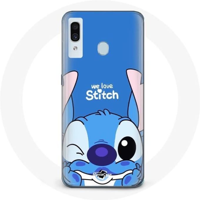 Coque - Samsung - Galaxy A20 - Stitch mignon - Souple - Protection enfant bleu