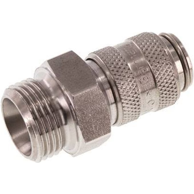 RVS DN 5 Luchtkoppeling Snelkoppeling G 3/8 inch Buitendraad Double Shut-Off - CLS5-M-S-SV-038