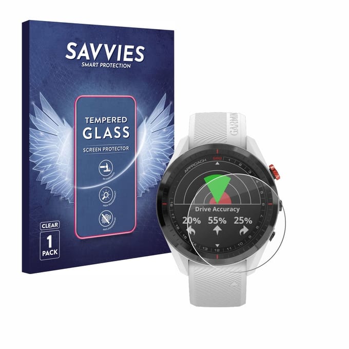 Savvies - Glas Screenprotector voor Garmin Approach S62 - Gehard Beschermglas 9H