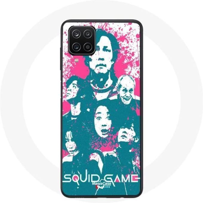 Coque Samsung Galaxy A12 Squid Game Affiche personnages logo