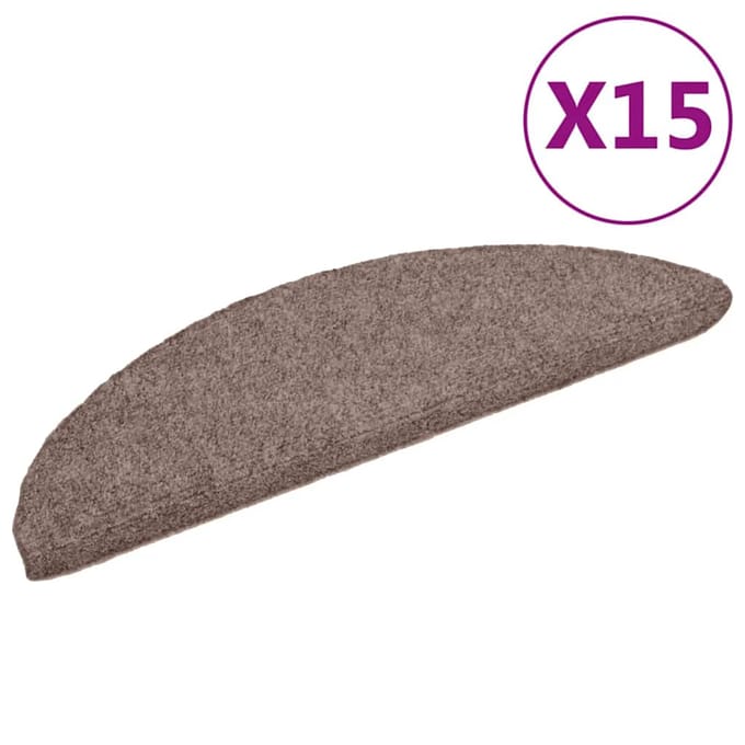 vidaXL - Trapmatten - zelfklevend - 15 - stuks - 56x17x3 - cm - lichtbruin - halfrond