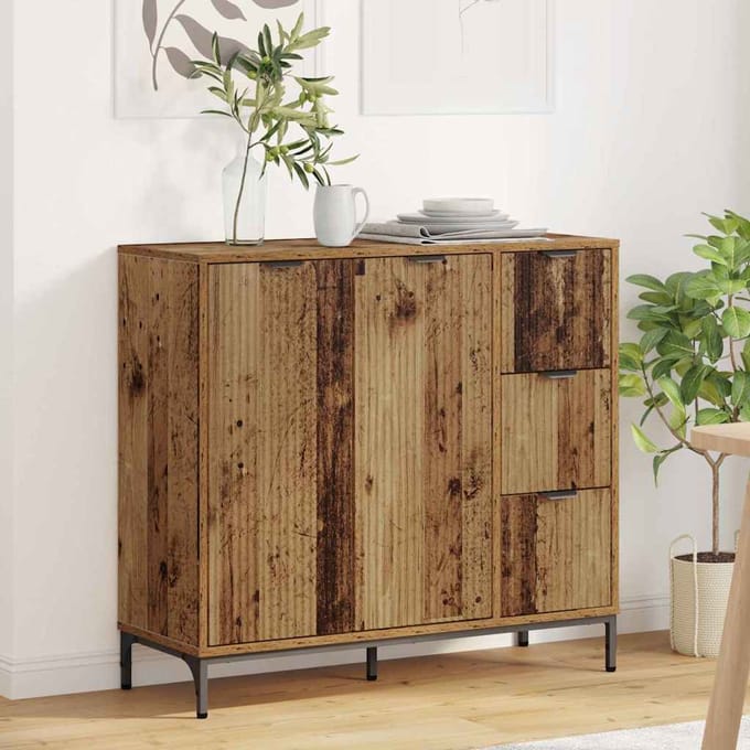 vidaXL - Dressoir - Oudhout - 89,5 - x - 33 - x - 82 - cm - Bewerkt - hout