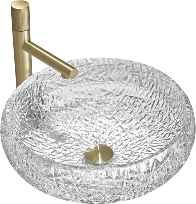 Mexen Celia glazen opbouw wastafel 44 x 44 cm, transparant - 24034400