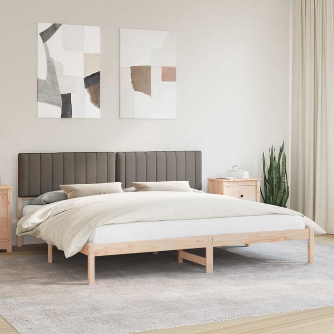 vidaXL - Bedframe - met - Gevoerde - Hoofdbord - Taupe - 200 - x - 200 - cm