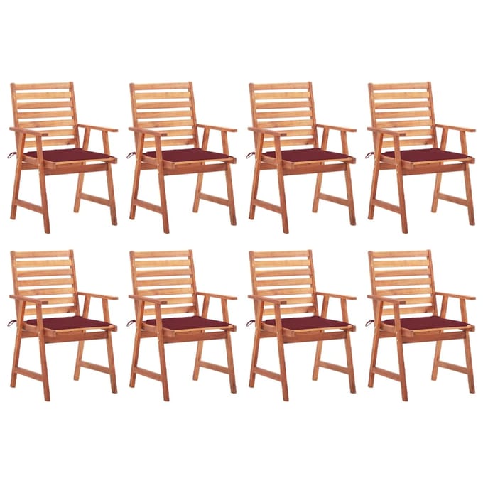 vidaXL - Tuinstoelen - 8 - st - met - kussens - massief - acaciahout