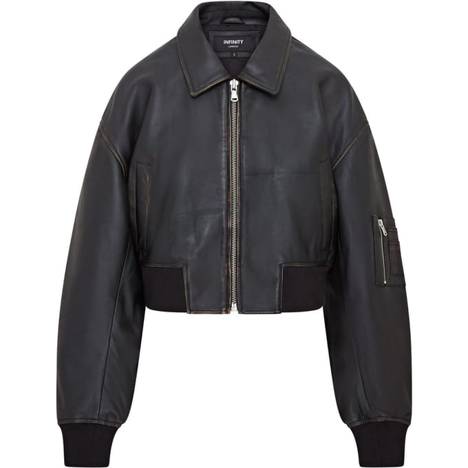 Oversized lederen MA-1 bomberjack voor dames