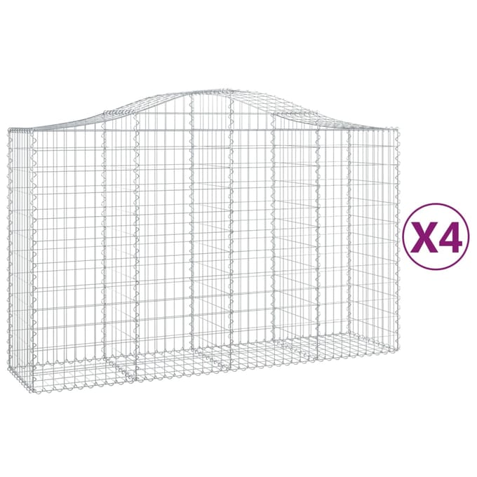 vidaXL - Schanskorven - 4 - st - gewelfd - 200x50x120/140 - cm - ijzer