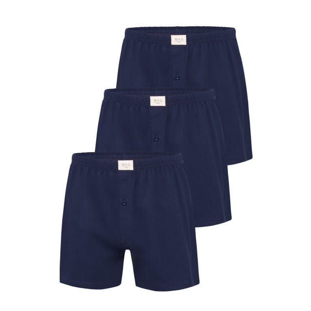 Phil & Co Wijde Boxershorts Jersey Stretch Effen Navy Blauw 3-Pack - Maat 3XL