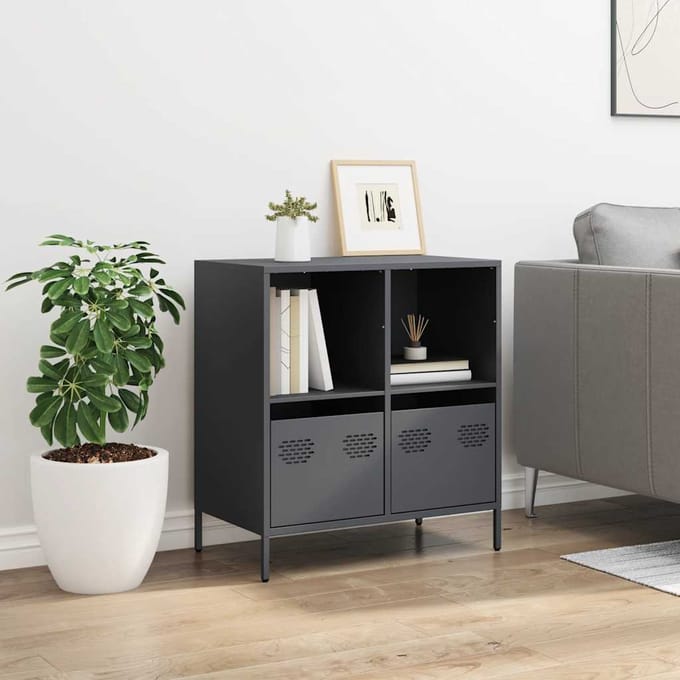 vidaXL - Dressoir - 68x39x73,5 - cm - koudgewalst - staal - antracietkleurig