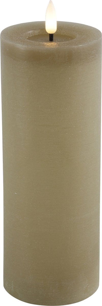 Countryfield Lyon LED kaars/stompkaars - beige - D7,5 x H20 cm - timer