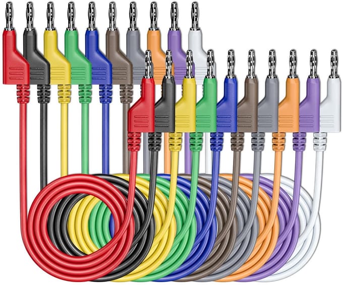 10 Stuks Stapelbare Banaanstekker Testkabels voor Multimeter - 1 Meter Lengte