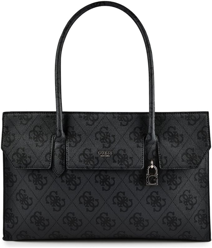 GUESS schoudertas Kiera Tote Coal Logo donkergrijs