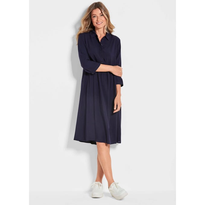 Jurk in overhemdmodel - marine - Gr. 54 van Goldner Fashion