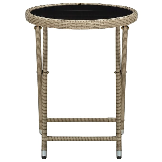 vidaXL - Salontafel - 60 - cm - poly - rattan - en - gehard - glas - beige