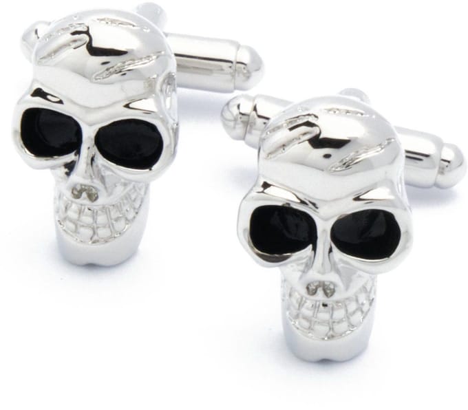 Manchetknopen - Halloween Lachende Doodskop Zilver