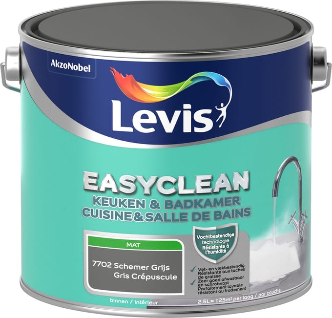 Levis - Easyclean Keuken & Badkamer - Schemer Grijs - 2,5 L