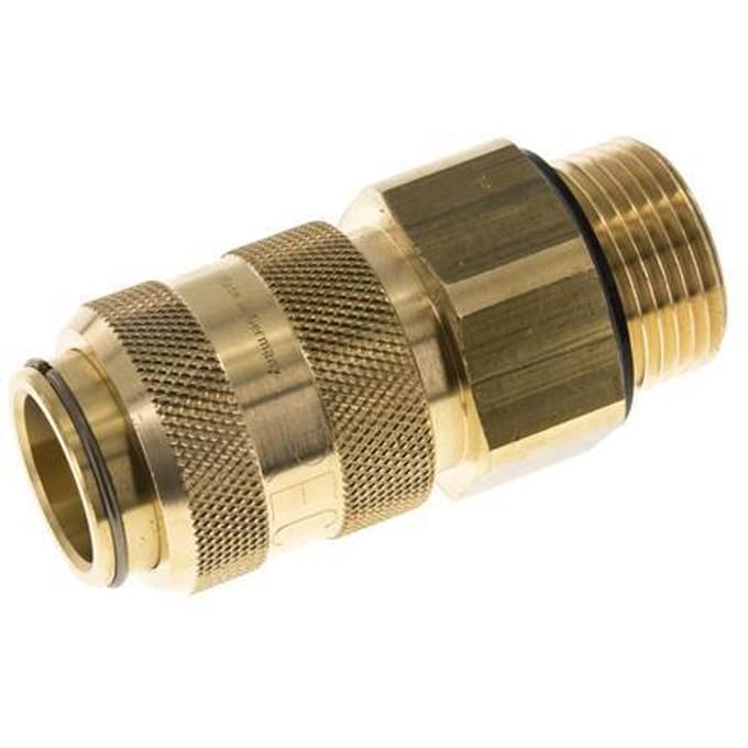 Messing DN 15 Luchtkoppeling Snelkoppeling G 1 inch Buitendraad Double Shut-Off - CLS15-M-B-SV-P-100