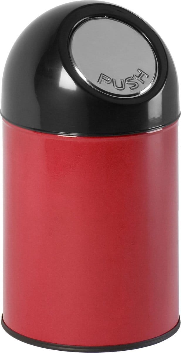 V-part - Afvalbak met pushdeksel 30 ltr - Steel Plastic - rood, zwart