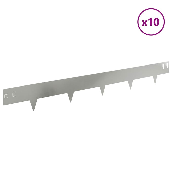 vidaXL - Gazonrand - 10 - st - 100 - x - 12 - cm - Staal - Zilverkleurig