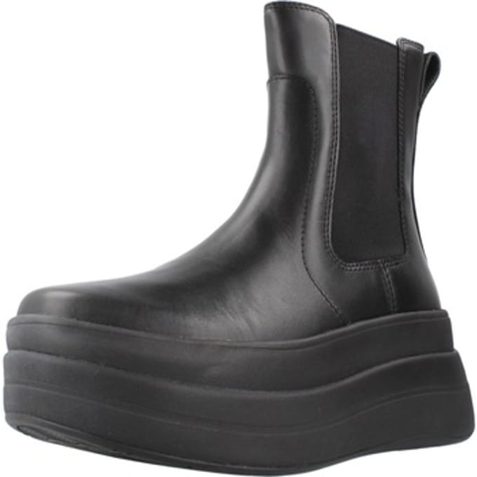 FitFlop F-Mode Stack Leather Chelsea Boots ZWART - Maat 37