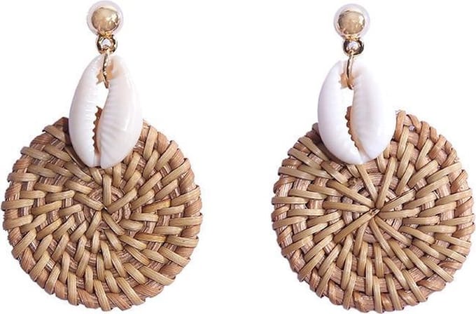 Jomide Oorhangers Shell Rotan - Handgemaakt