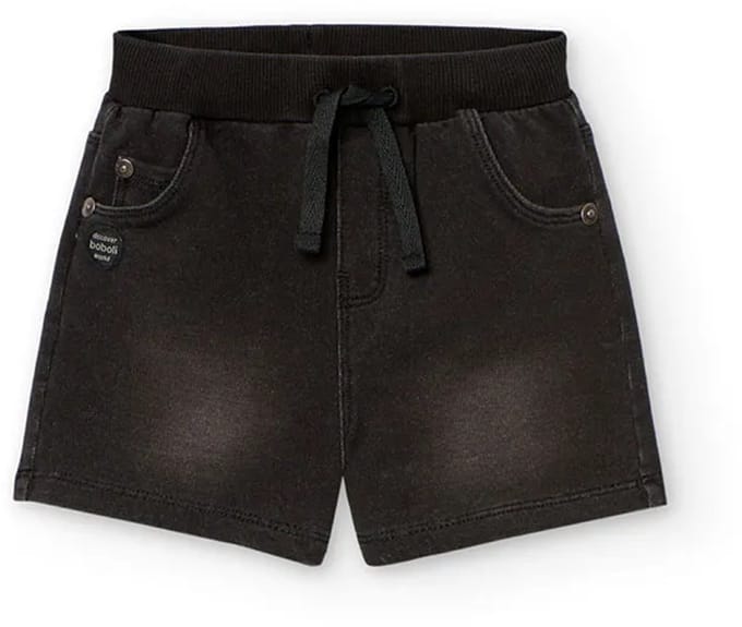 Boboli Fleece Denim Korte Broek Zwart 9 Months Jongen