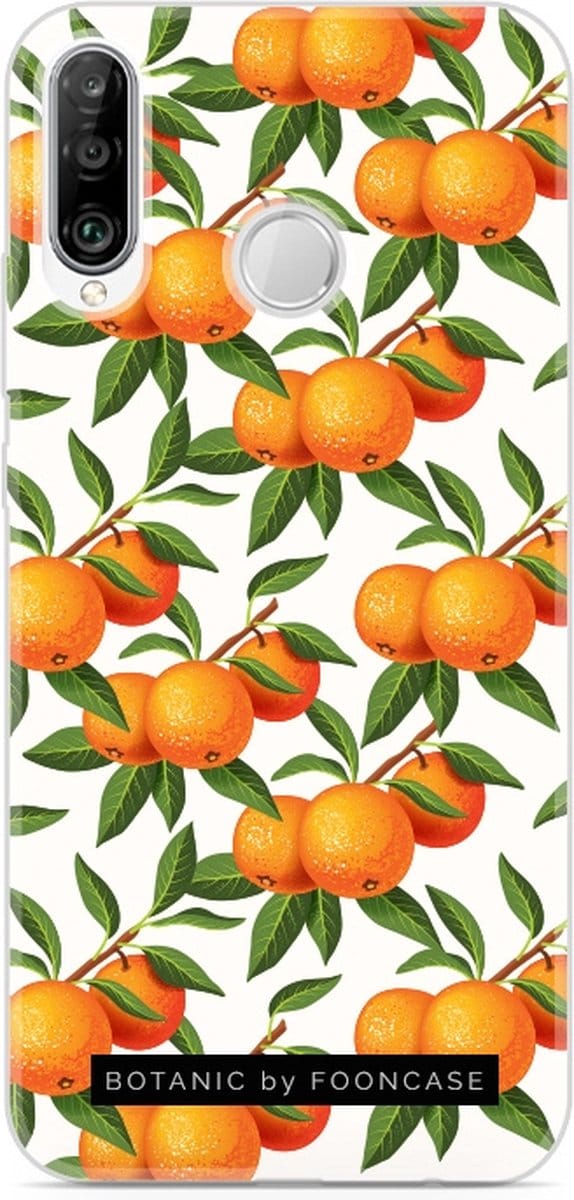 Fooncase Hoesje Geschikt voor Huawei P30 Lite - Shockproof Case - Back Cover / Soft Case - Mandarijn print