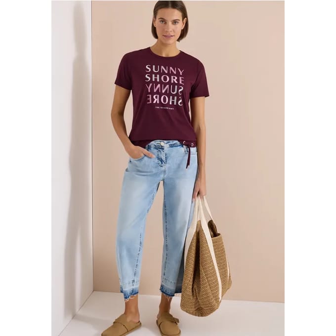 Shirt met korte mouwen en burn-out look