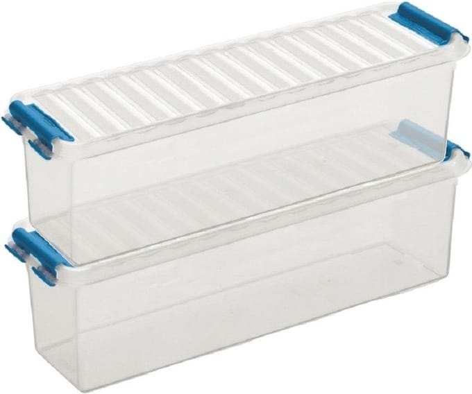 Sunware Q-Line Opbergboxen - 1,3 L - 27 x 8,4 x 9 cm - Blauw - 2 Boxen