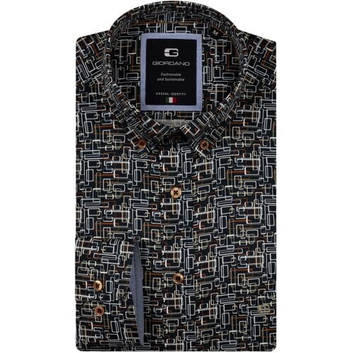 Giordano Overhemd Brando Button-Down Soft Twill Geometric Stripe Fantasy Groen-Multi / male
