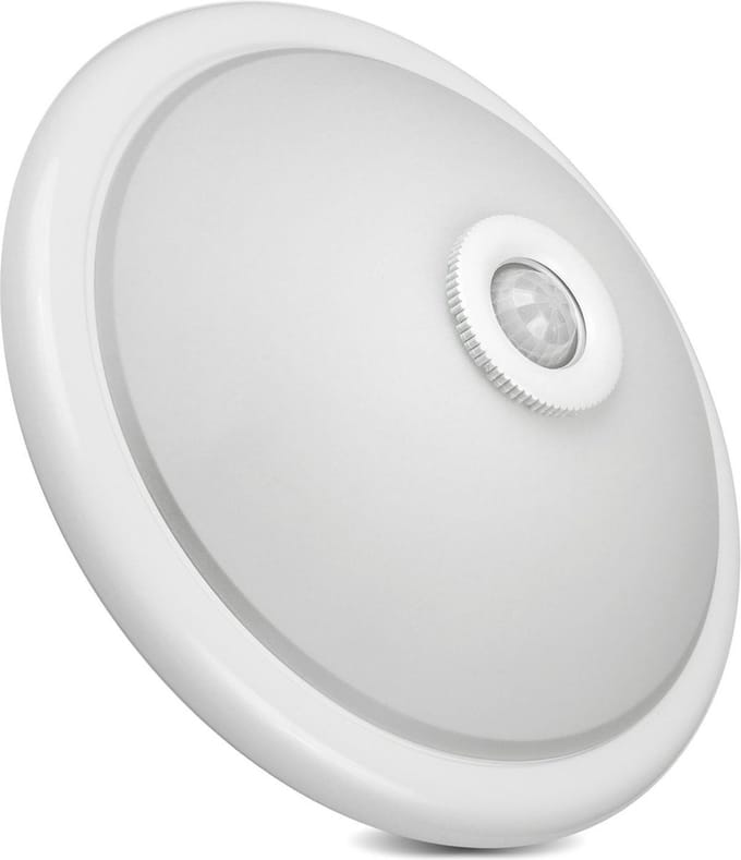 Plafondlamp - PIR Bewegingssensor - Schemersensor - 2x E27 - Wit - 32cm