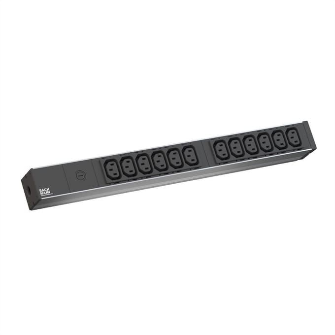 19-Steckdosenleiste ALU 1HE, 12-fach C13, grau, 2,0m C14 Stecker