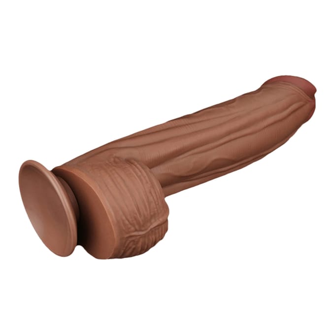 LoveToy - Sliding Skin Dildo 31 cm - Bruin