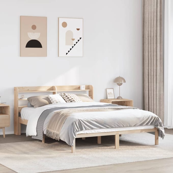 vidaXL - Bedframe - zonder - matras - massief - grenenhout - 135x190 - cm