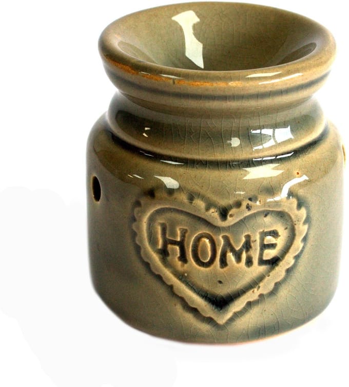Home geurbrander - keramiek - brander voor waxmelt - groen - hart