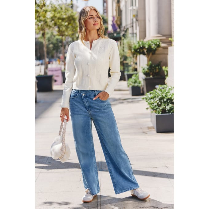 Vol met hart crème cardigan