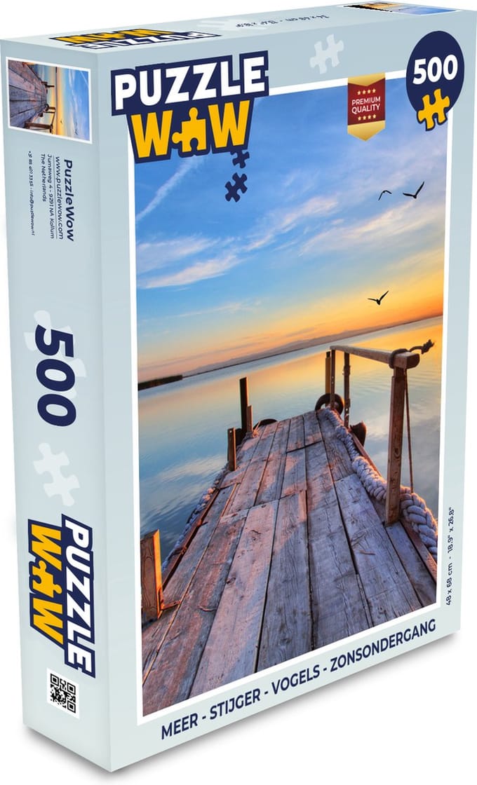 Puzzel Water - Steiger - Vogels - Zonsondergang - Horizon - Legpuzzel - Puzzel 500 stukjes
