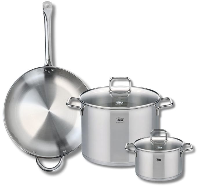 Set van 1 Koekenpan 32 cm en 2 kookpotten 16 en 26 cm Elo Profi Citrin