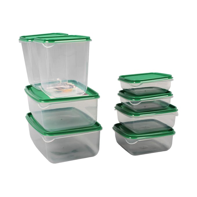 17PCS Boîte Alimentaire Verte Bacs de Réfrigérateur Plastique de Qualité Alimentaire Anti-Fuite Taille Variée avec Couvercle pour white