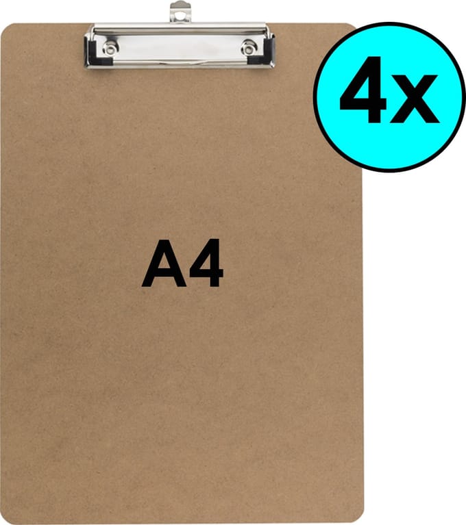 4 Klemborden - A4 - Klembord Hout - Set 4 stuks - Klemborden - Clipboard