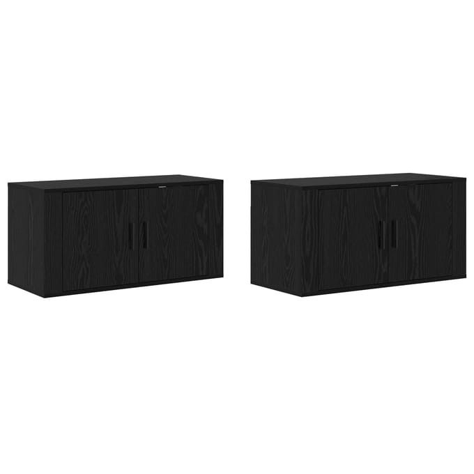 vidaXL Wandtv-kast Set 2 st 80 x 34,5 x 40 cm Zwart Eiken