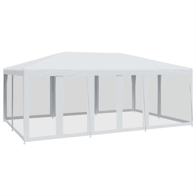 vidaXL - Partytent - met - 10 - mesh - zijwanden - 6x4 - m - HDPE - wit