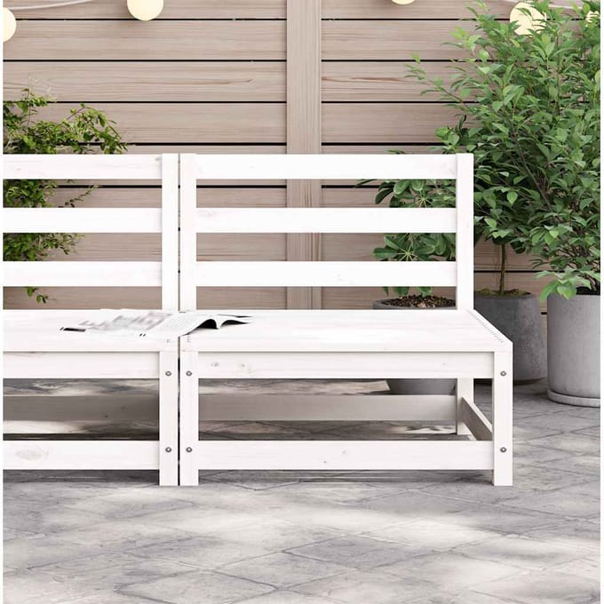 vidaXL - Tuinmiddenbank - massief - grenenhout - wit